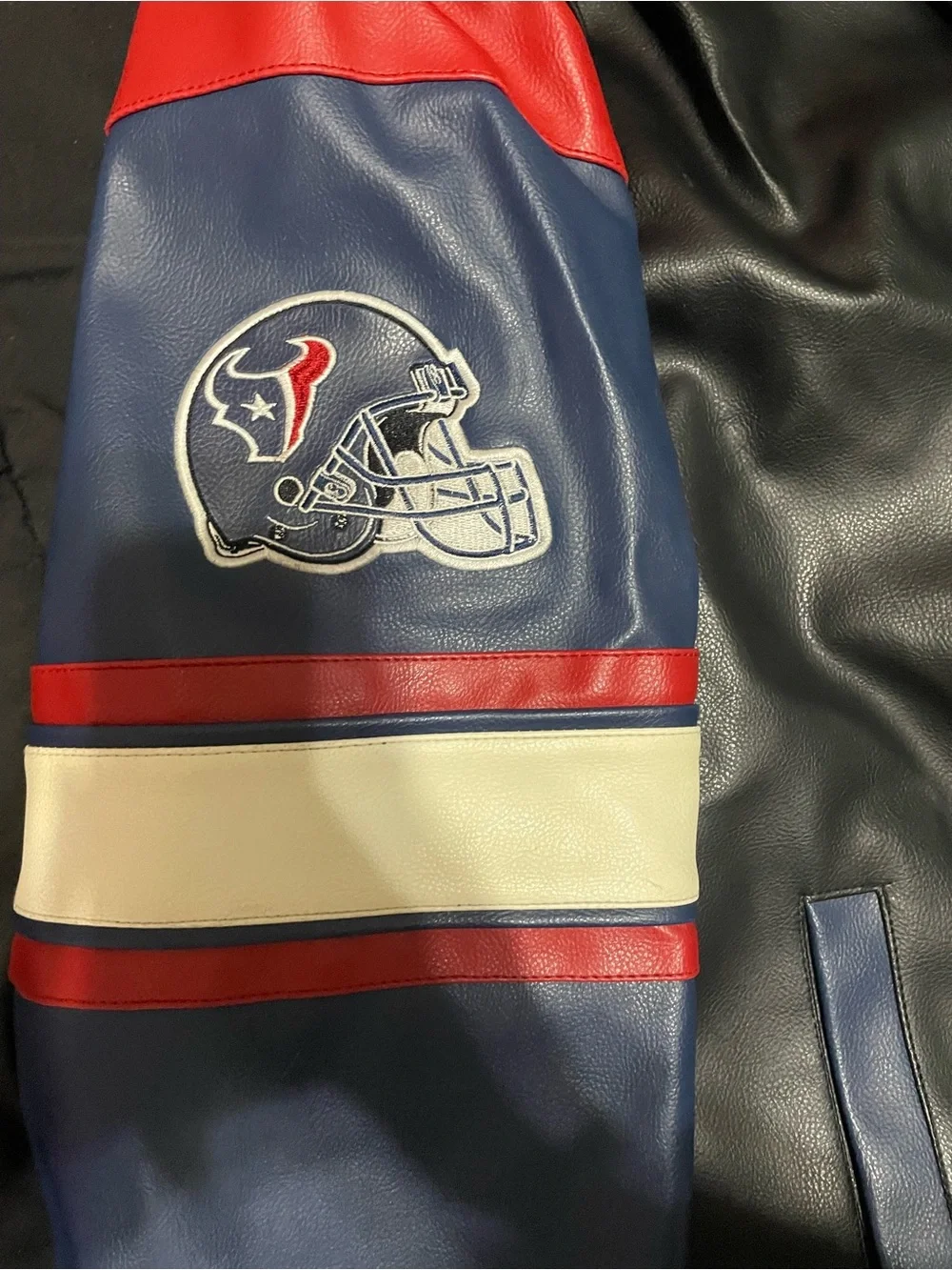 Houston Texans Officially Licensed NFL Varsity Faux Leather Jacket Men Size 2XL